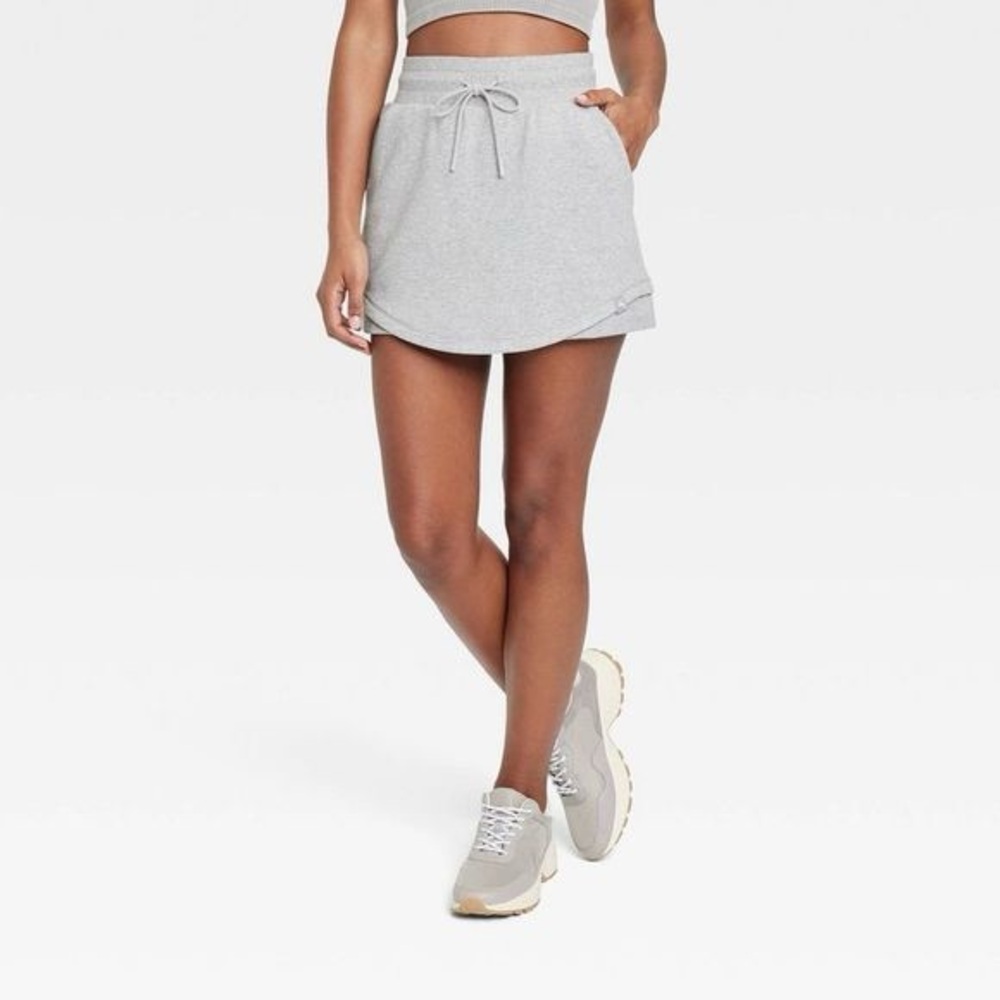 UNAVAILABLE French Terry Skort JoyLab Heathered Gray S Golf Tennis Lounge Active